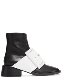 MM6 MAISON MARGIELA Patent Trimmed Leather Ankle Boots Black