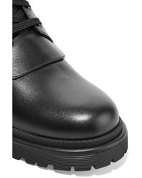Moncler Patty Shearling Trimmed Leather Ankle Boots Black