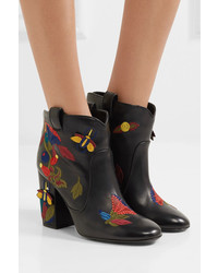 Laurence Dacade Pete Embroidered Leather Ankle Boots Black