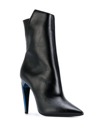 Saint Laurent Pointed Toe Contrast Heel Boots