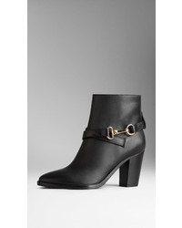 Burberry Polished Metal Buckle Ankle Boots