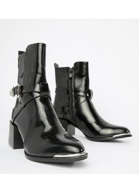 Raid Wide Fit Poppy Black Western Detail Ankle Boots Patent