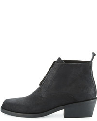 Eileen Fisher Raven Square Toed Leather Bootie Black