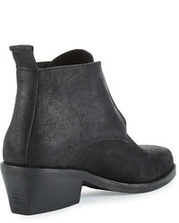 Eileen Fisher Raven Square Toed Leather Bootie Black