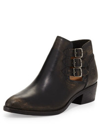 Frye Ray Three Buckle Ankle Boot Black