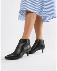 Mango Real Leather Pointed Kitten Heel Ankle Boot