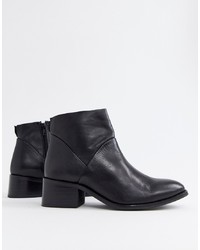 Steve Madden Risen Black Leather Heeled Ankle Boots Leather