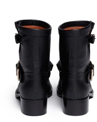 Valentino Rockstud Buckle Strap Leather Ankle Boots