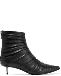 Tom Ford Ruched Leather Ankle Boots Black