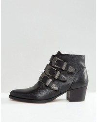 Asos Ryder Leather Buckle Ankle Boots