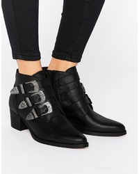 Asos Ryder Leather Buckle Ankle Boots