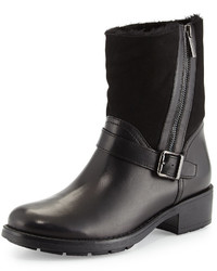 Aquatalia Saphire Side Zip Shearling Lined Ankle Boot Black