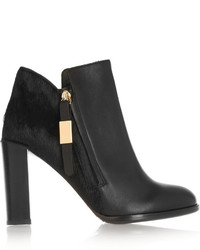 See by Chloe See By Chlo Calf Hair Paneled Leather Ankle Boots Black