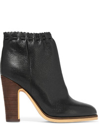 See by Chloe See By Chlo Scalloped Textured Leather Ankle Boots Black
