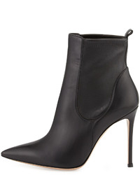 Gianvito Rossi Stretch Leather Ankle Boot Black