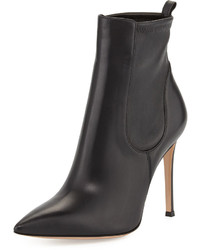 Gianvito Rossi Stretch Leather Ankle Boot Black