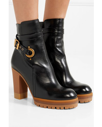 Chloé Suzey Glossed Leather Platform Ankle Boots