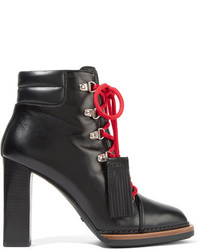 Tod's Tasseled Leather Ankle Boots Black