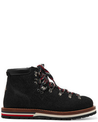 Moncler Textured Leather Ankle Boots Black