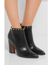 Valentino The Rockstud Leather Ankle Boots Black