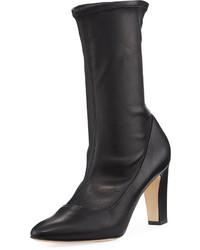 Manolo Blahnik Todi Fitted Leather Ankle Boot Black