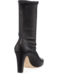Manolo Blahnik Todi Fitted Leather Ankle Boot Black