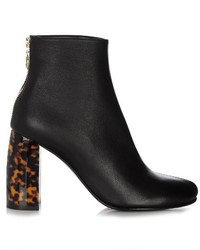 Stella McCartney Tortoiseshell Block Heel Faux Leather Ankle Boots