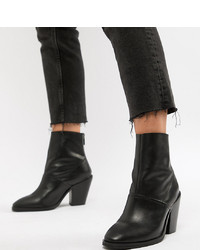 ASOS DESIGN Wide Fit Elexis Leather Ankle Sock Boots Leather