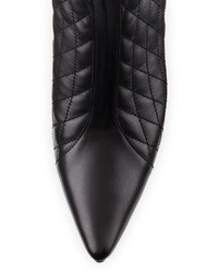 Neiman Marcus Zinky Leather Quilted Bootie Black