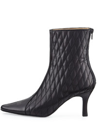 Neiman Marcus Zinky Leather Quilted Bootie Black