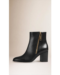 Burberry Zip Detail Leather Ankle Boots