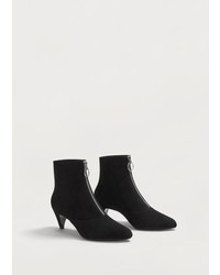 Violeta BY MANGO Zipped Leather Ankle Boots
