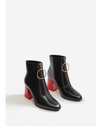 Mango Zipped Leather Ankle Boots