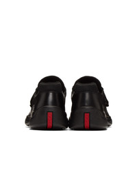 Prada Black Leather Technical Sneakers