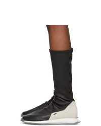 Rick Owens Black Oblique Stretch Sock Runner Sneakers