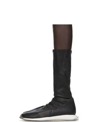 Rick Owens Black Stretch Oblique Runner Sneakers