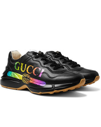 Gucci Rhyton Holographic Logo Print Leather Sneakers
