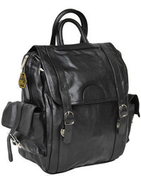 Amerileather Leather Three Way Backpack Black Adjustable Strap