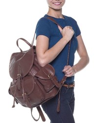 Amerileather Urban Buckle Flap Leather Backpack