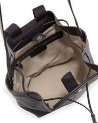 The Row Backpack 10 Grained Leather Drawstring Hobo Bag Black