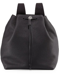 The Row Backpack 10 Grained Leather Drawstring Hobo Bag Black