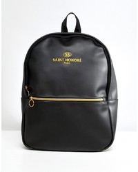 ASOS DESIGN Backpack In Faux Leather In Black With Saint Honore Print