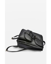 Topshop Bailey Ring Faux Leather Backpack Black