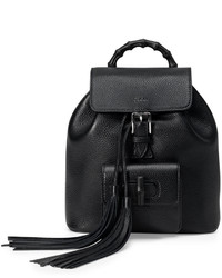 Gucci Bamboo Small Leather Backpack Black
