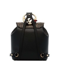Fendi Black And Brown Logo Leather Backpack