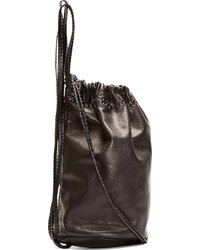 Wendy Nichol Black Braided Leather Drawstring Backpack