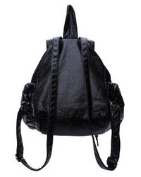 Black Buckle Pu Backpack