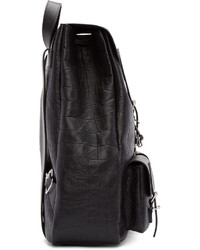Saint Laurent Black Croc Embossed Medium Festival Backpack