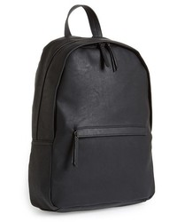 Topman Black Faux Leather Backpack