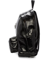 Versus Black Laminated Leather Logo Backpack